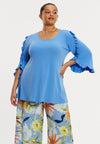 Tunic flare frilled sleeve DOLCE - blue