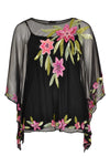 Tunic square roses beading - black - #4