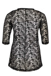 Shirt flare beaded trim LACE - black - #3