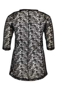 Shirt flare beaded trim LACE - black - #3