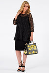 Shirt flare beaded trim LACE - black - #2