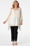 Tunic square net beaded border - white - #1