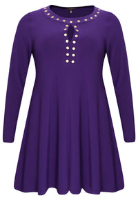 Tunic wide bottom studs DOLCE - purple - #4