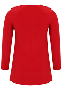 Tunic flare ruffled V-neck DOLCE - red - #4