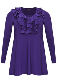 Tunic flare ruffled V-neck DOLCE - purple - #4