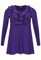 Tunic flare ruffled V-neck DOLCE - purple  - #4