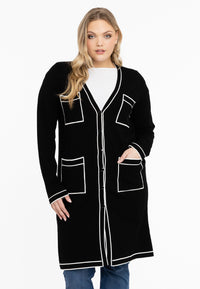 Cardigan contrast piping - black - #1