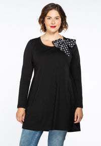 Tunic wide bottom bow dots - black - #1