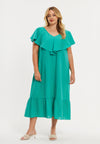 Robe swing à volants soft cotton - Vert