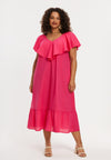 Robe swing à volants soft cotton - rose