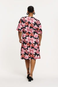 Dress A-line double v-neck LILIUM - pink - #3