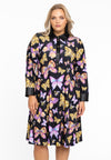 Robe avec col en simili cuir butterfly - Noir
