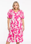 Dress gathered circlesleeve FREESIA - pink