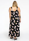 Maxi dress puckering HIBISCUS - black - #3