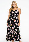 Maxi dress puckering HIBISCUS - black - #1