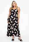 Maxi dress puckering HIBISCUS - black - #2