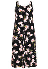 Maxi dress puckering HIBISCUS - black - #4