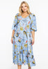 Dress double v-neck BLOOMING - light blue