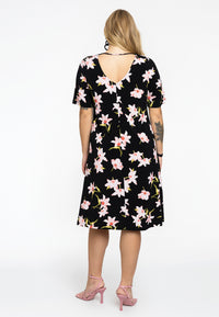 Dress A-line HIBISCUS - black - #3