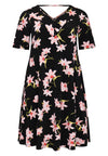 Dress A-line HIBISCUS - black - #4