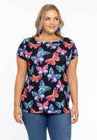 Shirt wide BUTTERFLIES - black - #1