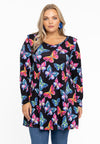 Tunic wide bottom BUTTERFLIES - black 