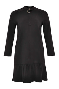 Dress-sweater ruffled - black - #4
