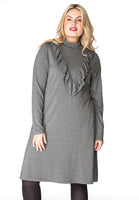 Dress turtle neck ruffled - grey  - #1