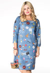Dress denim printed SCUBA - blue - #1