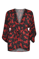 Kimono square sleeve HORSES - black  - #4