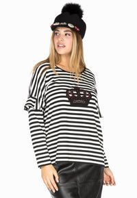 Shirt wide crown STRIPED - black - #1