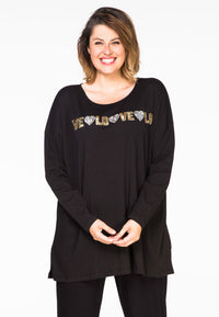 Shirt wide LOVE LOVE - black - #1