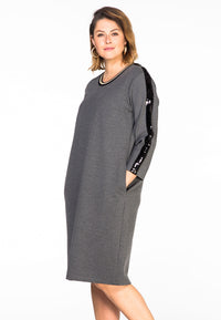 Dress sequin stripe INTERLOCK - grey - #1