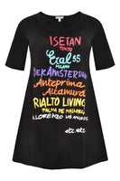 Tunic wide bottom TEXT - black  - #3