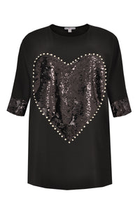 Tunic INTERLOCK heart - black - #4