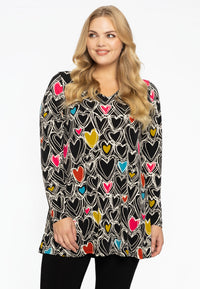 Tunic flare HEARTS - black - #1