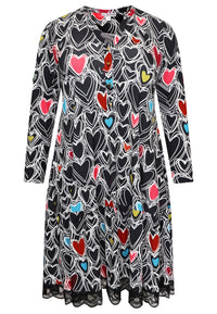 Dress grandad collar HEARTS - black - #4