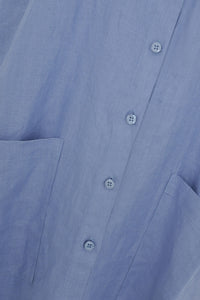Blouse inserts slits LINEN - indigo - #5