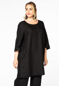 Tunic-blouse A-line LINEN - black - #1