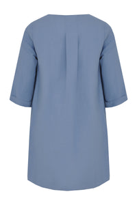 Tunic-blouse A-line LINEN - indigo - #3