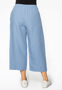 Trousers wide-fit 7/8 LINEN - indigo - #2