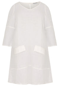 Dress A-line pockets linen - white - #4