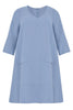 Dress A-line pockets linen - indigo