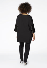 Blouse fake leather sleeves - black - #3