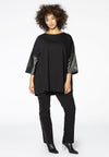 Blouse fake leather sleeves - black - #2