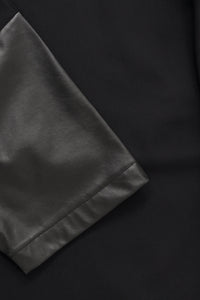 Blouse fake leather sleeves - black - #5