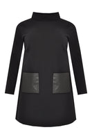 Tunic fake leather pockets - black - #4