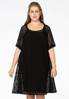 Dress viscose stripe - black  - #1