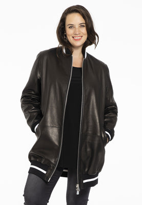 Jacket baseball LEATHER - black  - #1