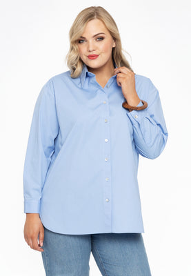 Blouse buttoned POPLIN STRETCH - light blue - #1